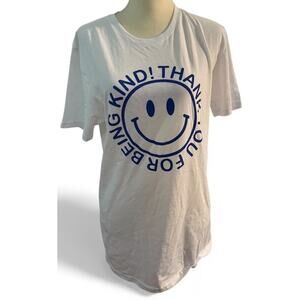 The Phluid Project Thank You For Being Kind Smiley Face Graphic Tee, Medium, NWT